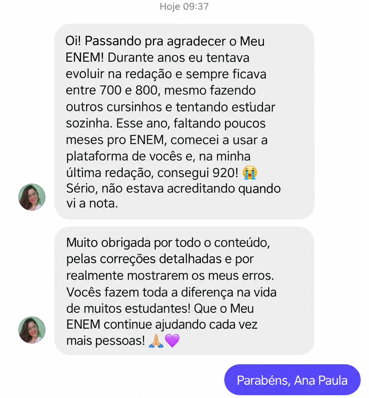 Depoimento de aluno 1
